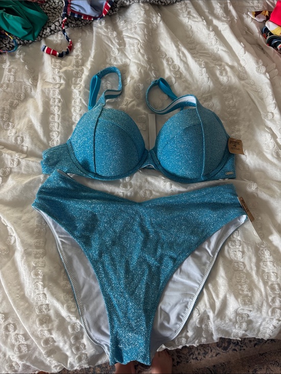 PINK Victoria's Secret Other - PINK Victoria's Secret Shimmery Teal Blue Bikini Set
